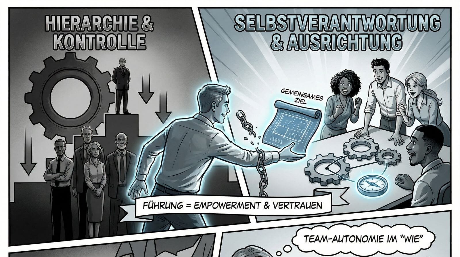 Selbstorganisierte Teams führen sich selbst aber mit Anleitung